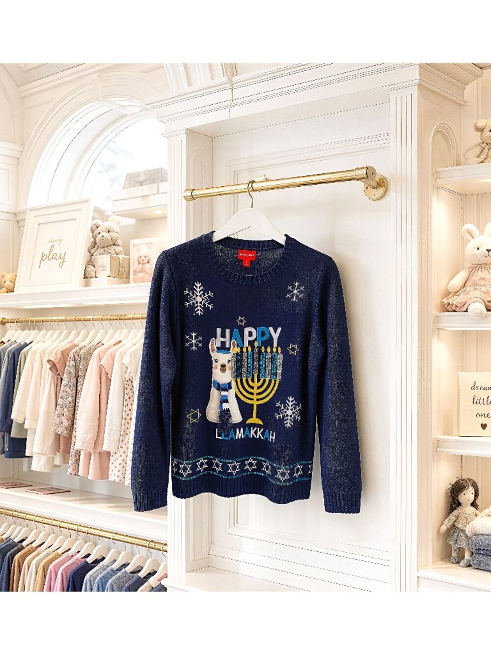 Holiday Lane Happy Llamakkah Hanukkah Llama Sequin Sweater S